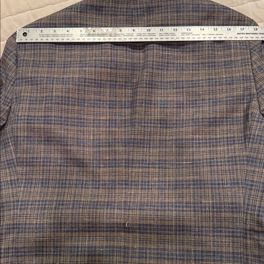 Ralph Lauren Windowpane Wool Silk Linen Blue and Gray Jacket Blazer 40L - Picture 14 of 16